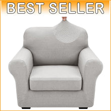 Load image into Gallery viewer, Super Stretch Jacquard Chair Covers for Living Room - 2-Piece Silver Grey Set