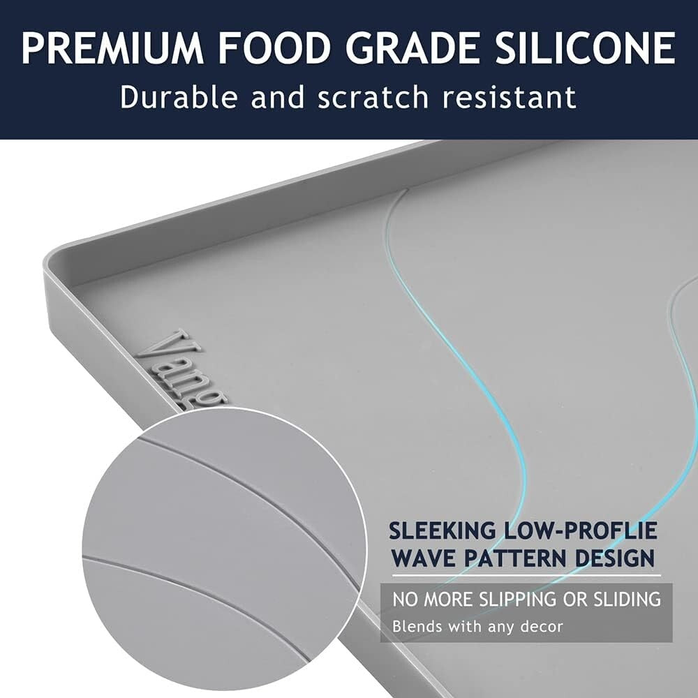 Extra Thick Non-Slip Silicone Under Sink Mat 34” x 22” - Grey Cabinet Protector