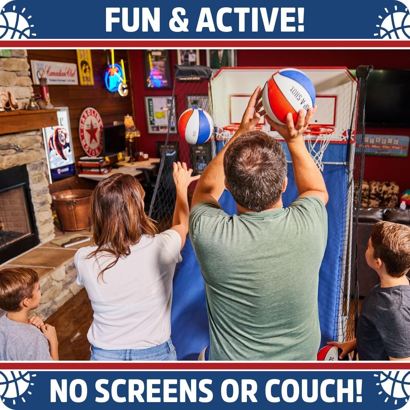 Family-Friendly Arcade Basketball Set - Adjustable Height, Durable Steel Frame