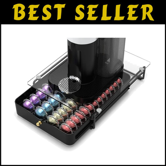 Stylish Nespresso Pod Storage with Quiet Moving Rail - Holds 52 Small Capsules
