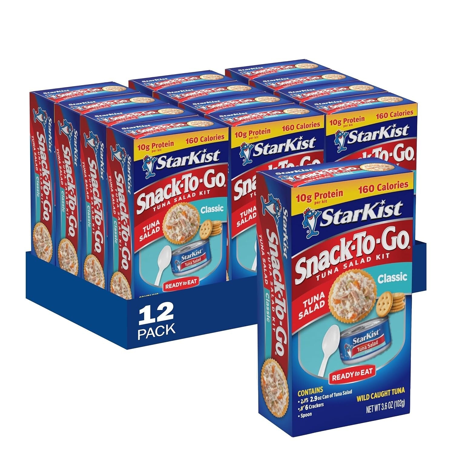 12-Pack Ready-to-Eat Tuna Salad Kits with Crackers - Quick & Delicious Meals