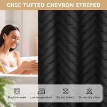 Load image into Gallery viewer, Modern Tufted Chevron Shower Curtain with Snap-on Liner, Black &amp; Light-Filtering