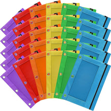 Load image into Gallery viewer, Vibrant 3-Ring Zipper Pencil Pouches - 30 Pack for Versatile Storage Solutions