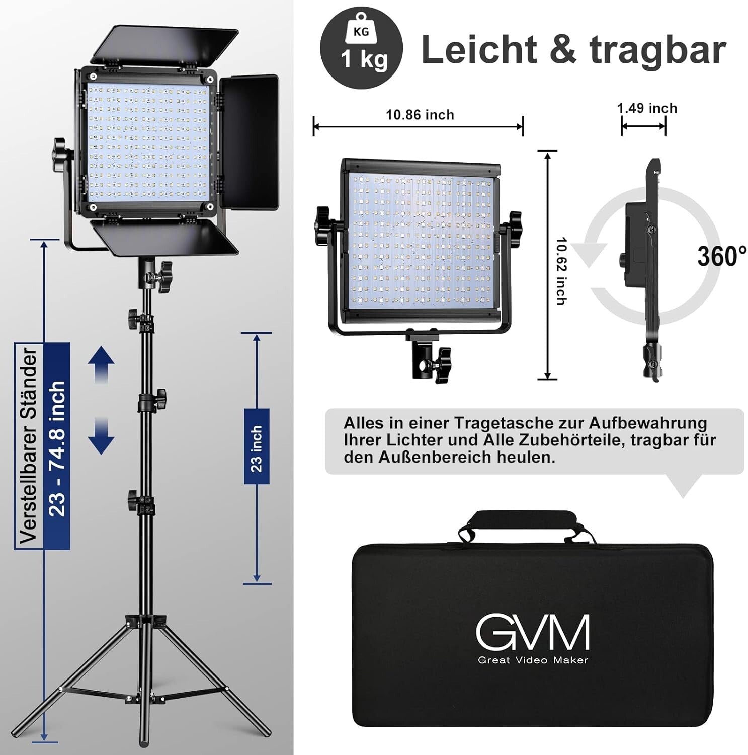 Dual Pack GVM RGB LED Video Lights - 800D Kit for YouTube & Streaming, CRI 97
