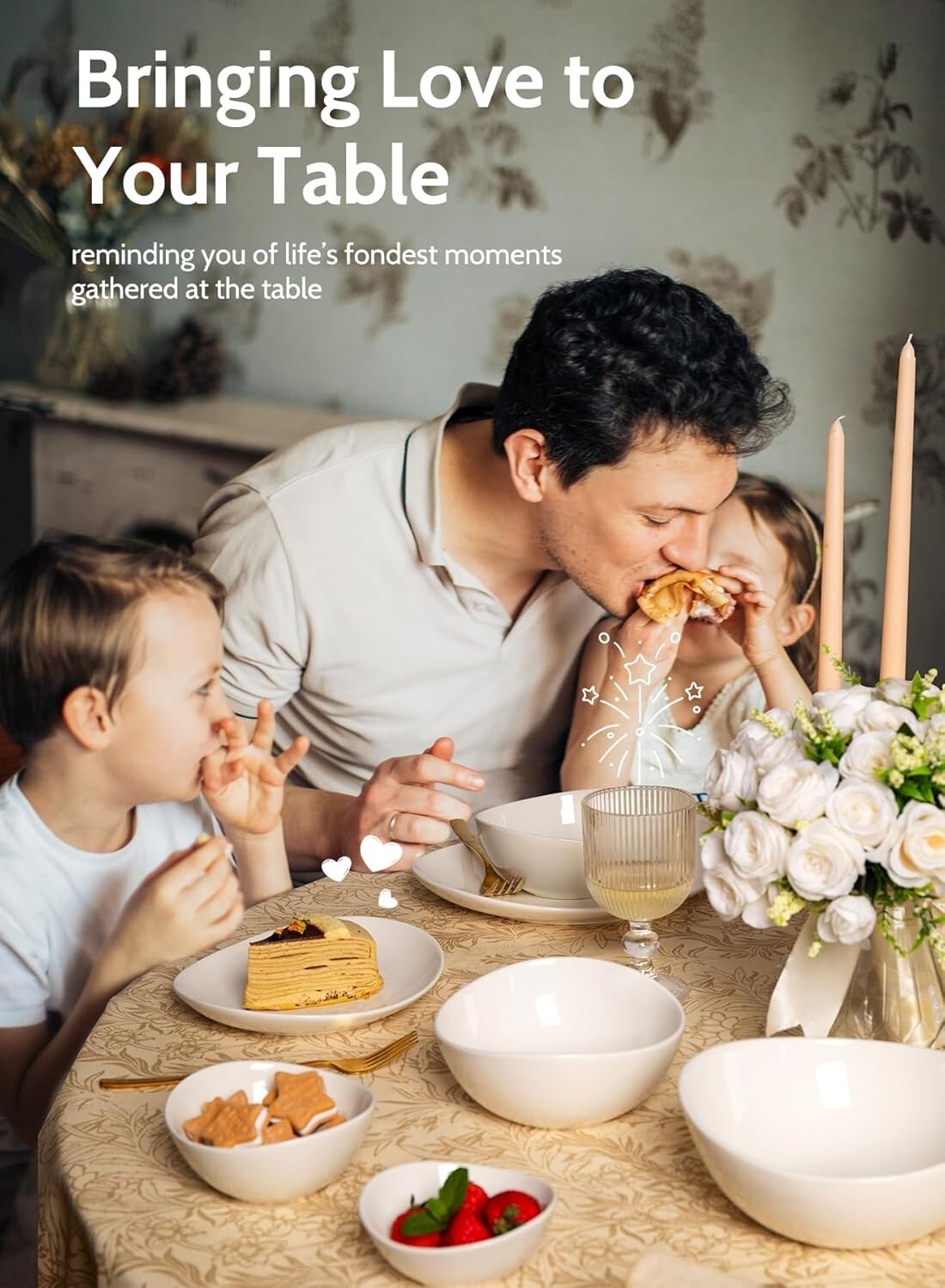 Elegant 6-Piece Porcelain Bowls, 18 oz - Microwave & Dishwasher Safe