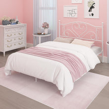 Load image into Gallery viewer, Full Size Bed Frame with Heart-Shaped Headboard &amp; Under-Bed Storage - White