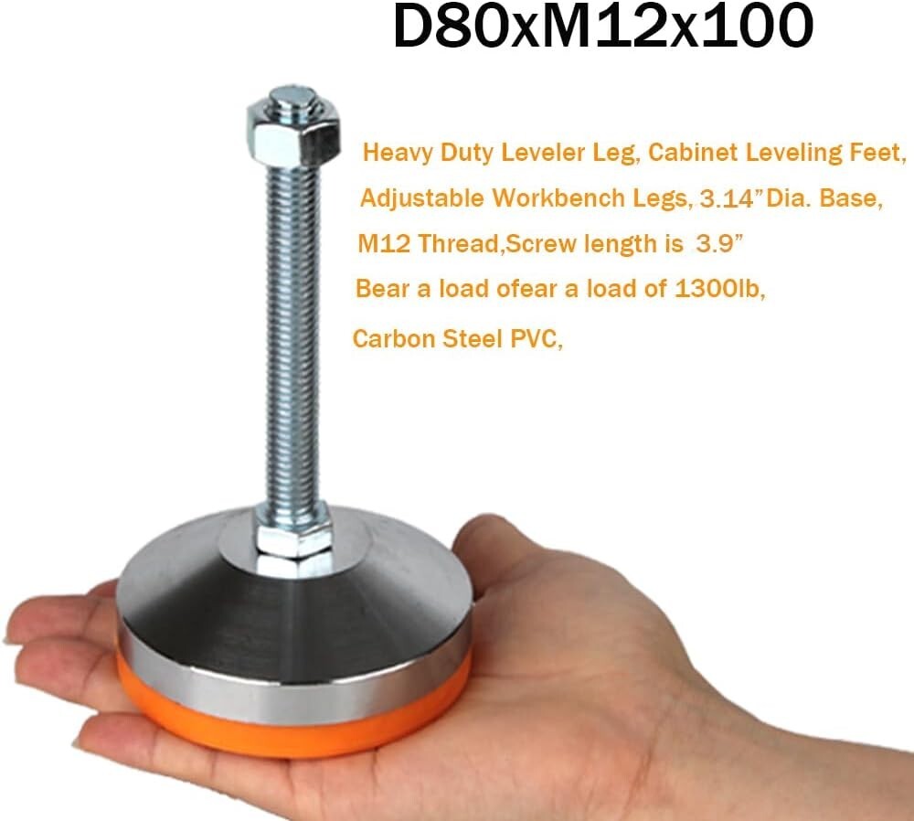 M12 Threaded Heavy Duty Leveling Feet - Chrome Finished for Stability and Style