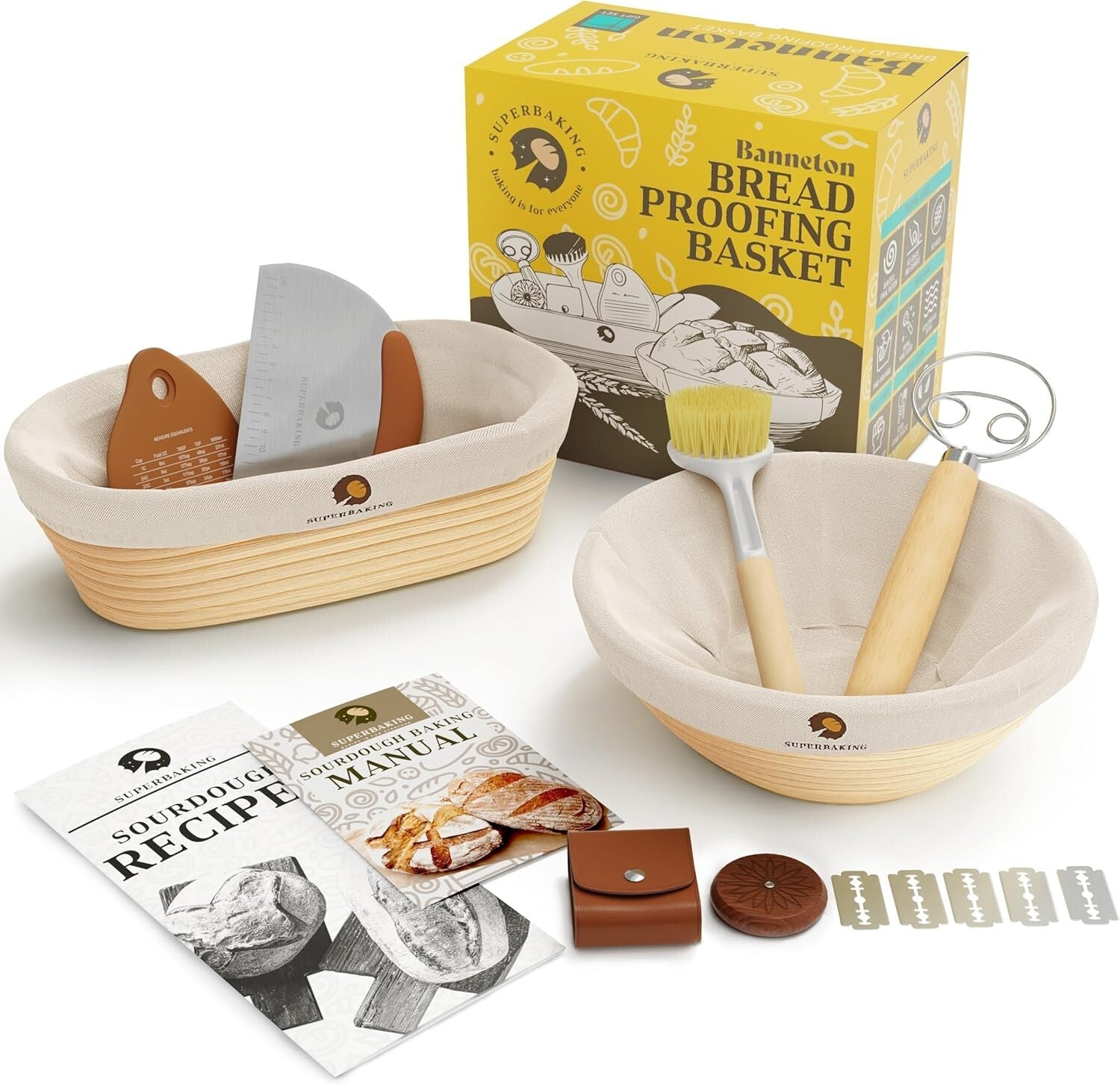 Artisan Bread Baking Gift Set: Non-Stick Round & Oval Bannetons for Sourdough