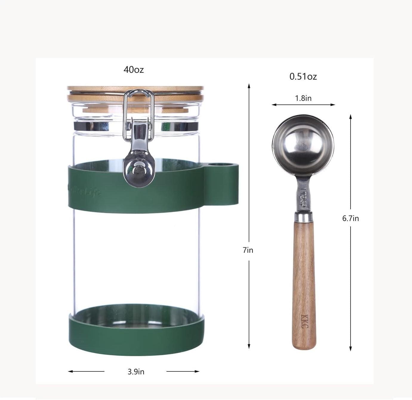 Elegant Airtight Coffee Storage Container with Scoop and Silicone Sleeve - 40oz