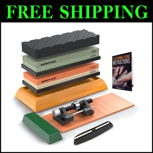 Professional Knife Sharpening Whetstone Set with Non-Slip Rubber Bases Included