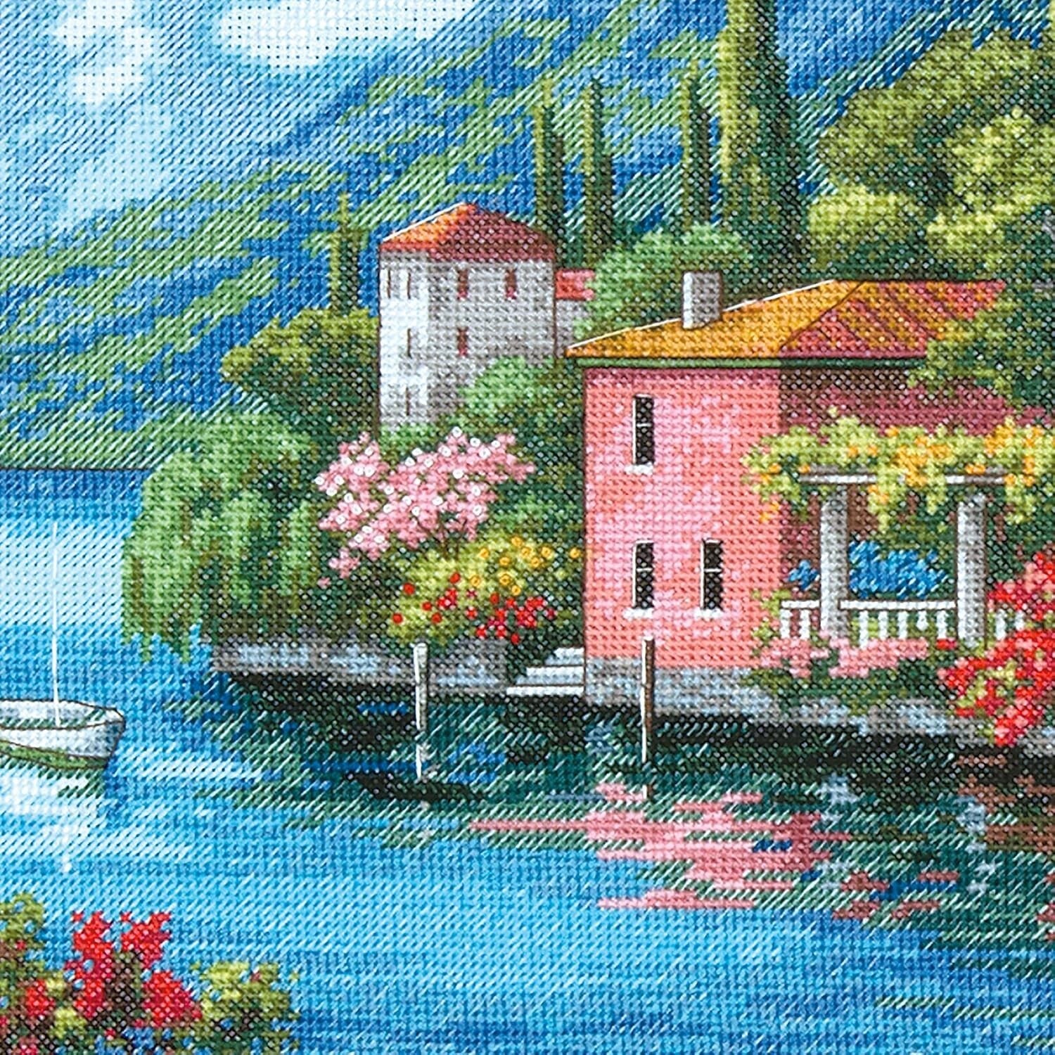 Golden Seaside Summer Village Advanced Counted Cross Stitch Kit - 15'' x 12''