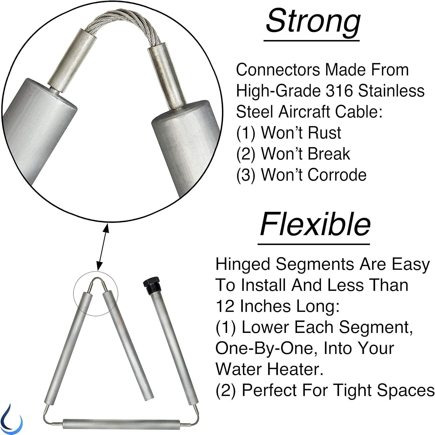 Aluminum/Zinc Anode Rod Kit for Rotten Egg Odor Fix – Easy Installation Included