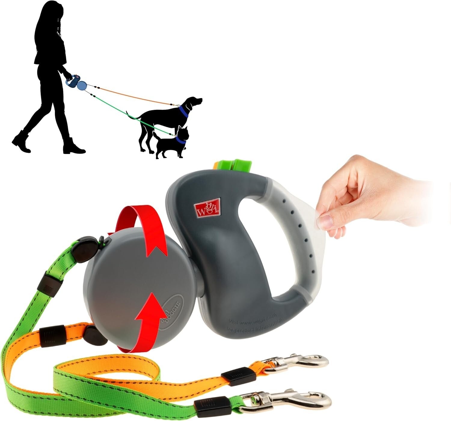 Comfortable No-Tangle Retractable Dog Leash for Two Dogs - Secure & Reflective