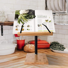Load image into Gallery viewer, Height &amp; Angle Adjustable Bamboo Book Holder with Page Clips - 11 x 8 Inches