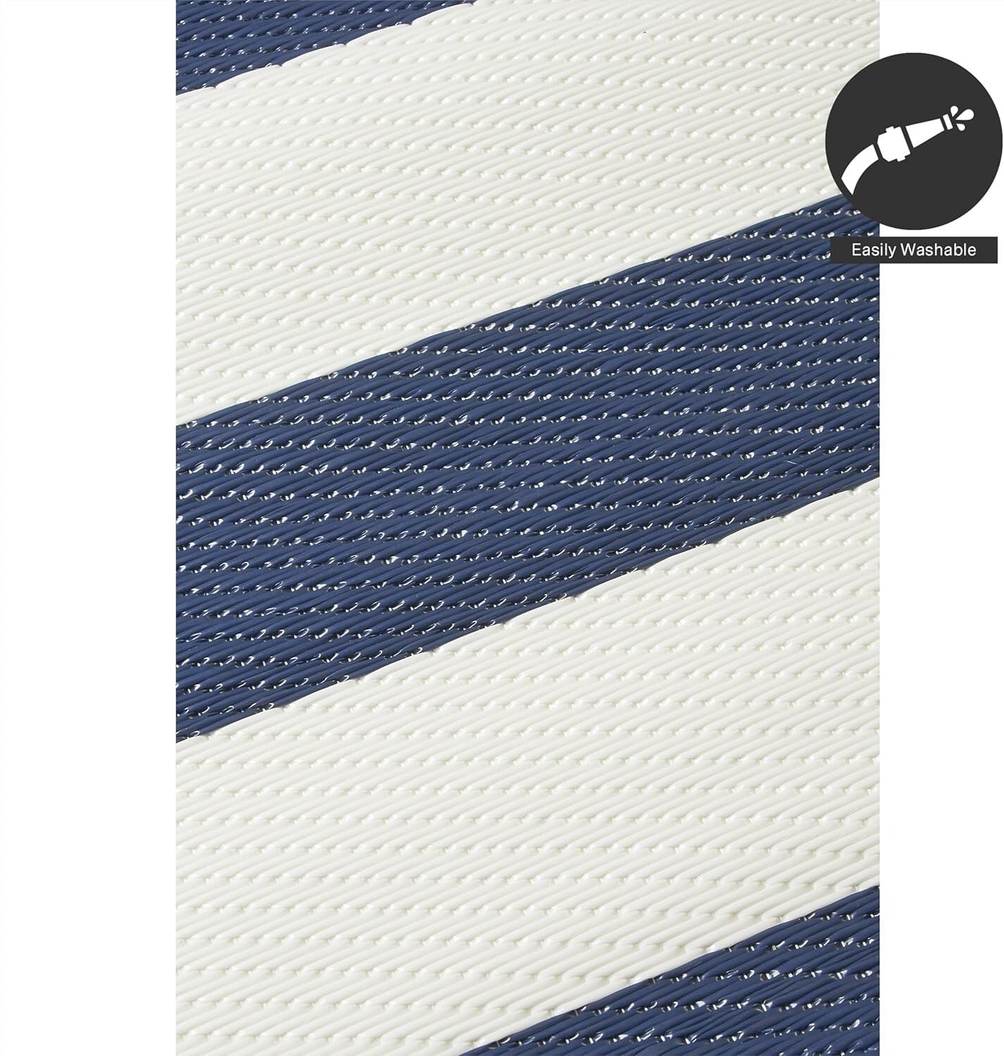 Stain Resistant Outdoor Rug - Waterproof Recycled Plastic, 4x6 ft Blue Stripes