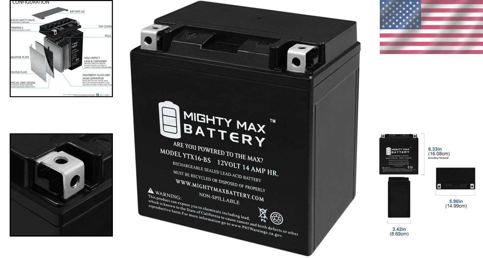 Heavy-Duty 12V 14AH SLA Motorcycle Battery - Shock Resistant, Ready to Install