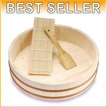 Load image into Gallery viewer, Traditional 14.2 Inch Wooden Sushi Mixing Bowl - Perfect for Home Sushi Nights