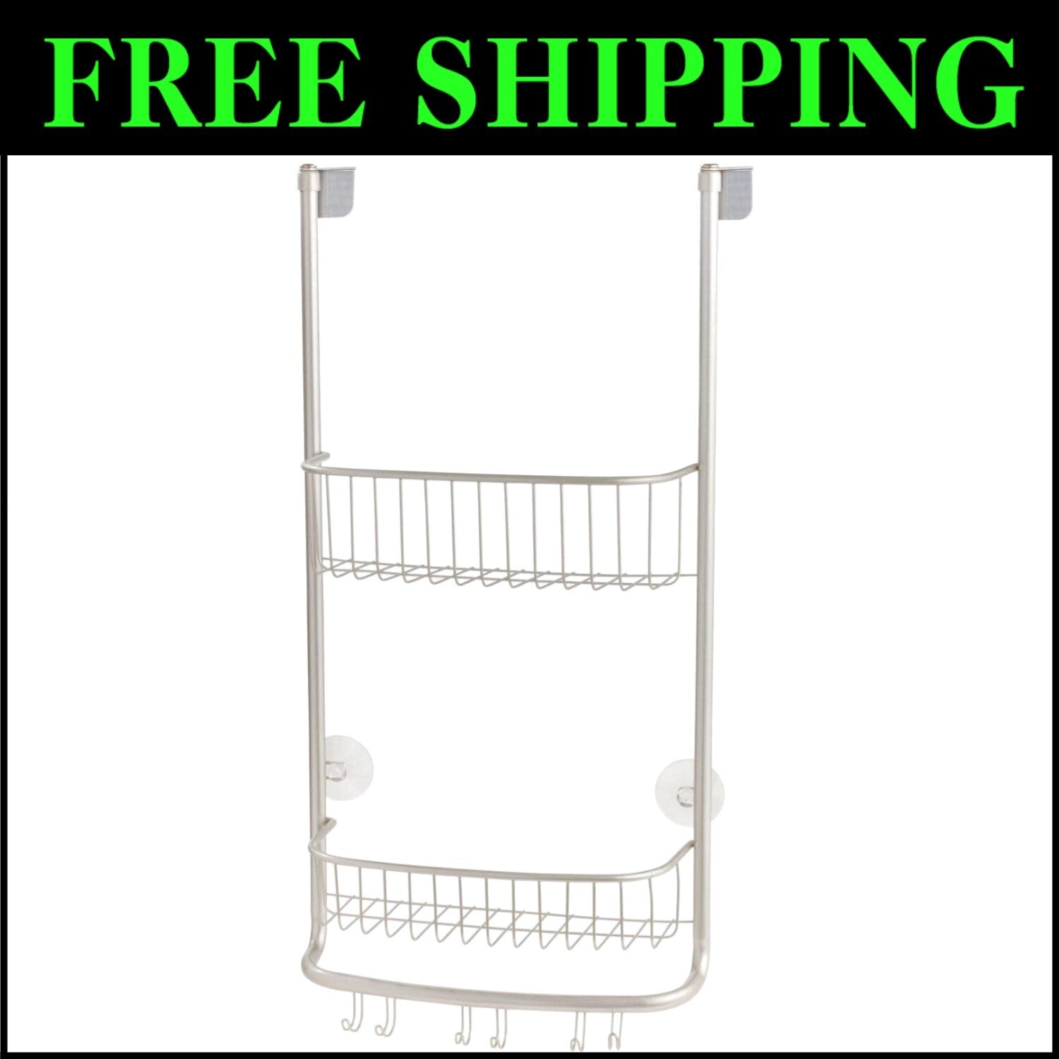 Sleek Portable Shower Caddy - Rust-Resistant with Strong Suction Cups and Hooks