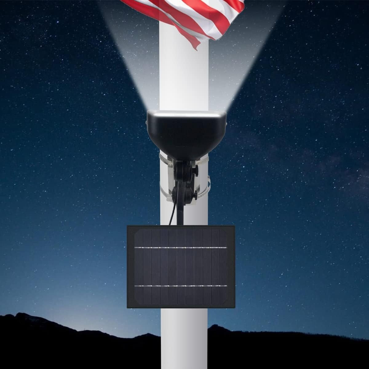 6 Super Bright Solar Flagpole Lights - IP65 Waterproof, Easy Installation
