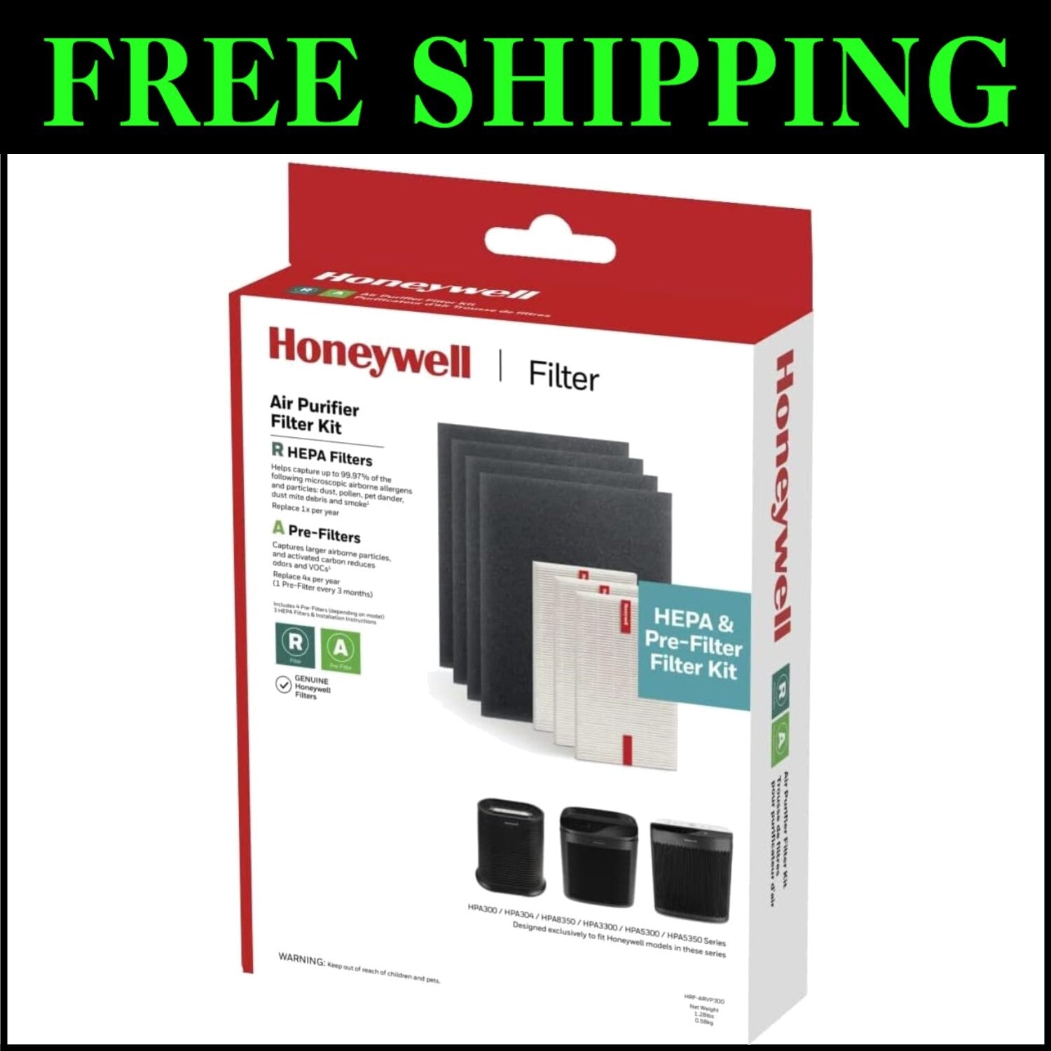 Effective HEPA Air Purifier Kit - 3 HEPA R & 4 Carbon Pre-Cut Filters Included