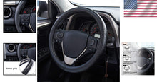 Load image into Gallery viewer, 15.5-Inch Black Leather Steering Wheel Cover – Protect &amp; Enhance Driving Comfort