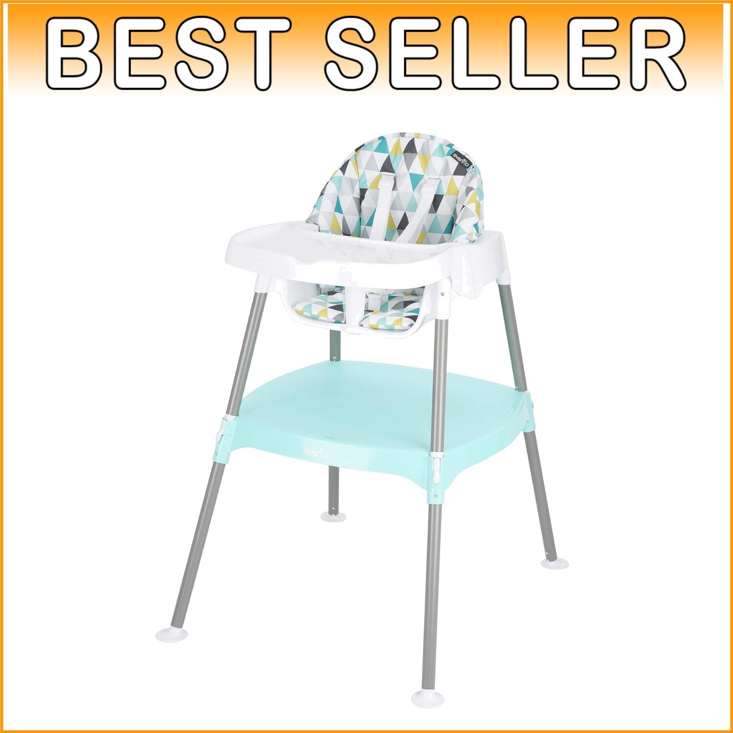 Colorful 4-in-1 Convertible High Chair with Removable Tray for Easy Cleanup