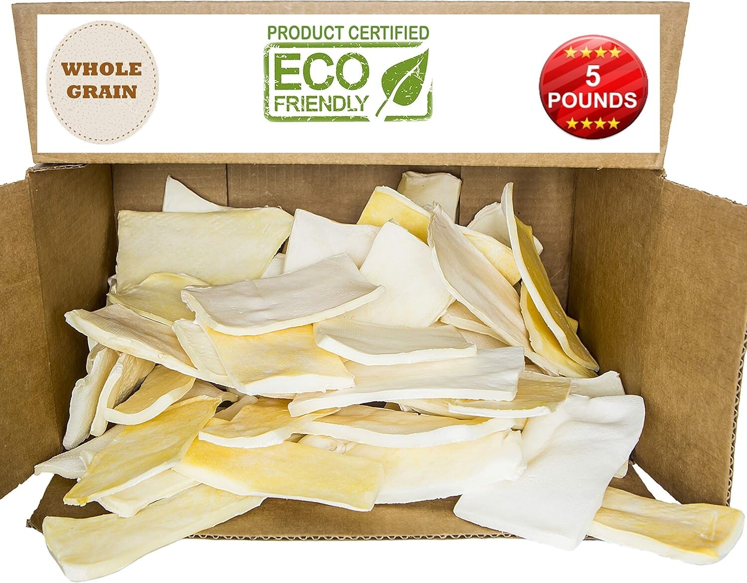 5-Pound Pack of Long-lasting Beef Flavored Rawhide Chips for Aggressive Chewers