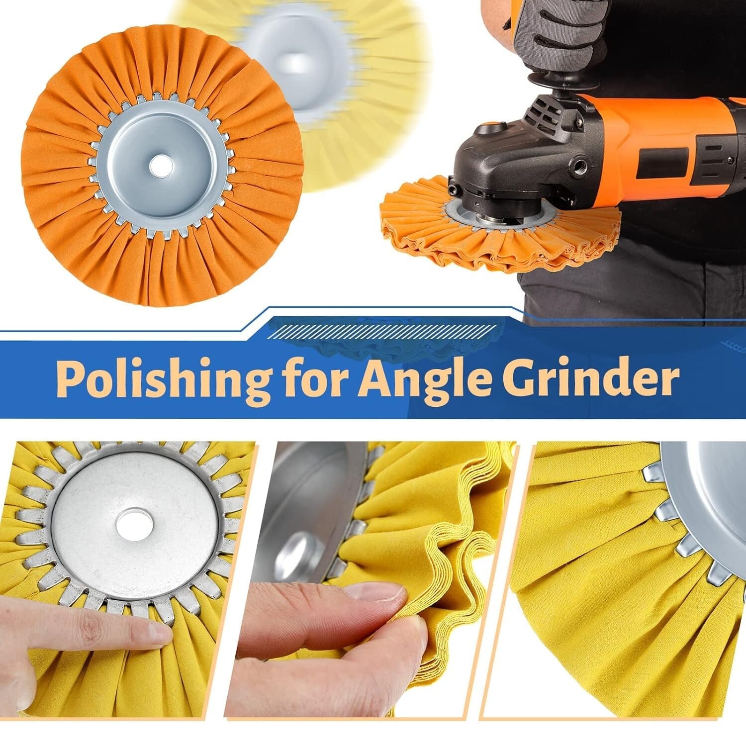 8-Piece Airway Buffing Wheel Kit for Angle Grinders - 8" Polishing Efficiency