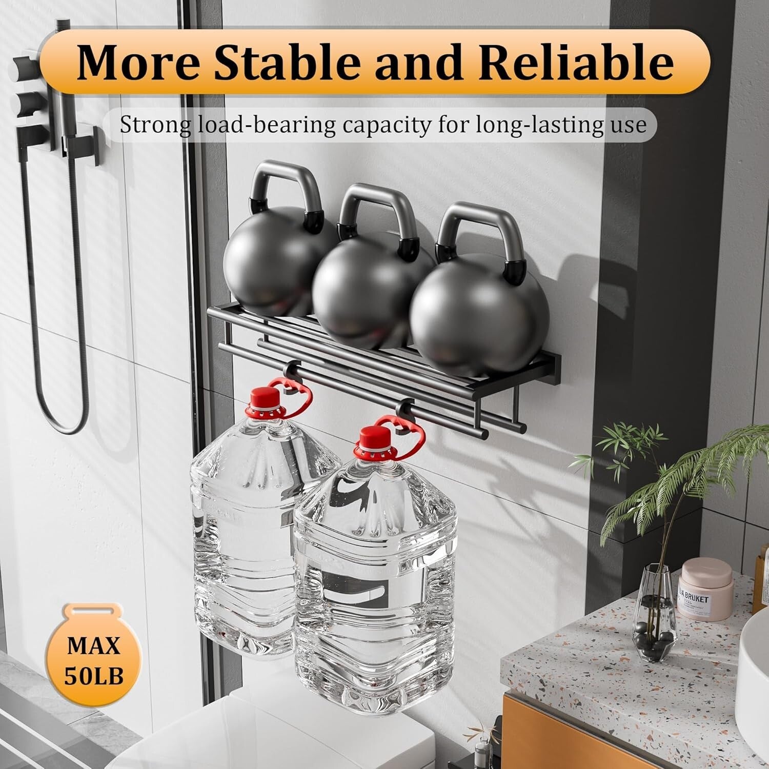 Elegant 24-Inch Wall-Mount Towel Holder in Matte Black - Heavy Duty Design