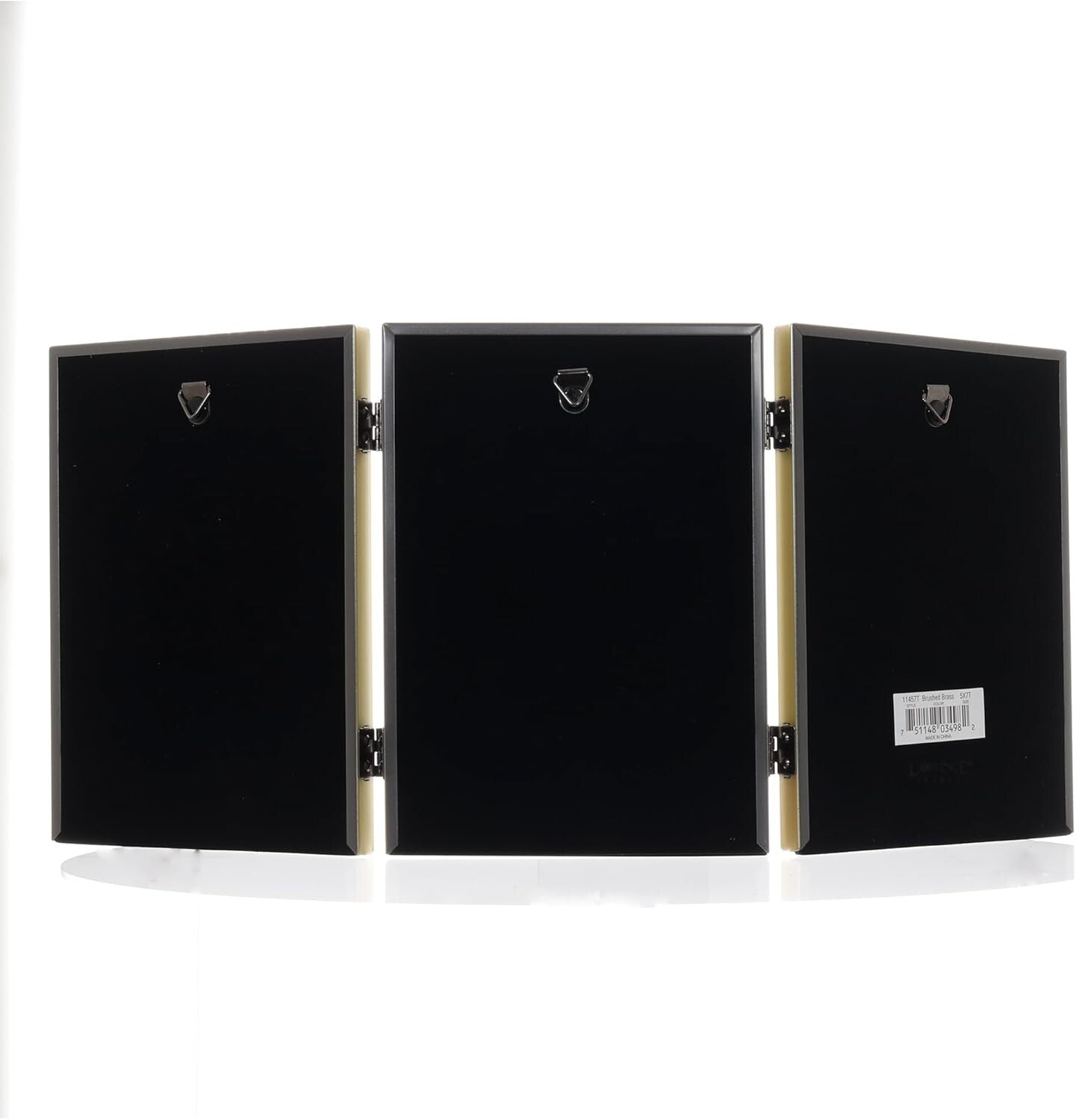 Elegant 5x7 Triple Photo Frame in Antique Satin Gold with Beaded Border