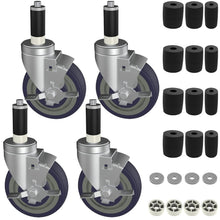Load image into Gallery viewer, Adjustable 5-Inch Stem Caster Wheels Set for Easy Table Mobility and Height Lift