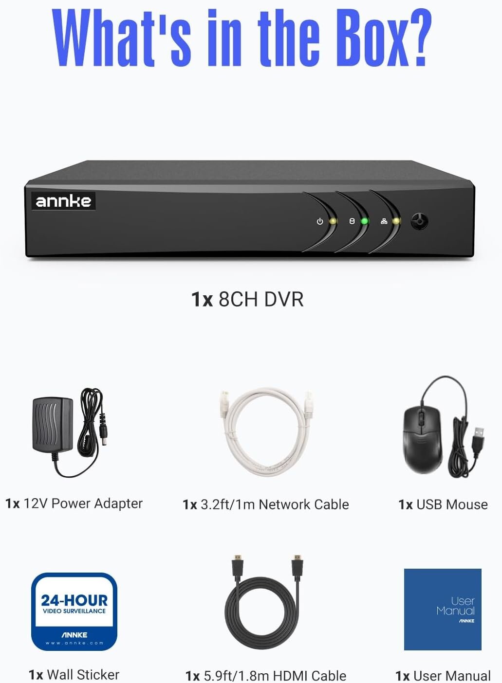 8CH 5-in-1 Security DVR Recorder with AI Alerts & Efficient H.265 Compression