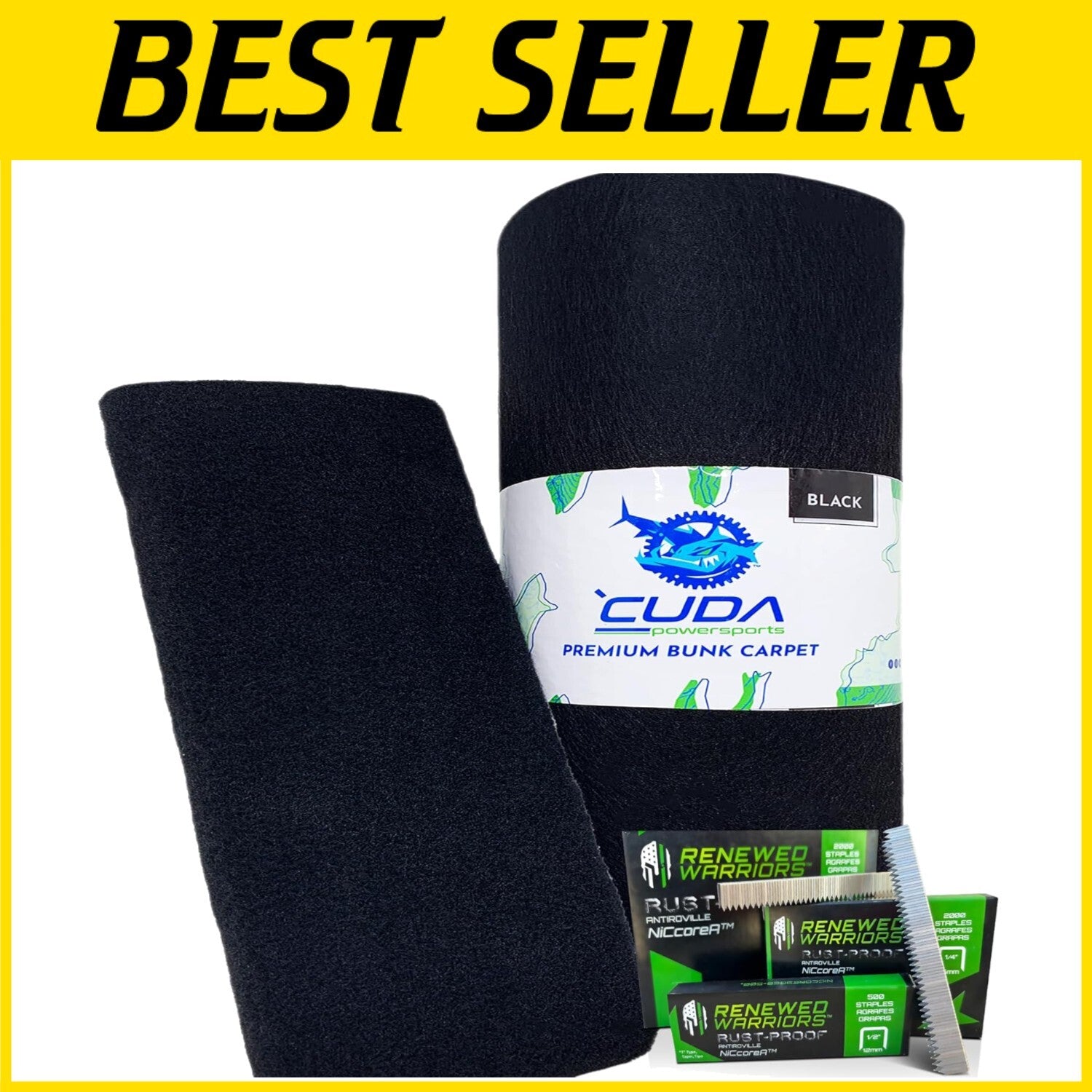 Premium Waterproof Boat Trailer Bunk Carpet with Rustproof Staples - 18in x 15ft