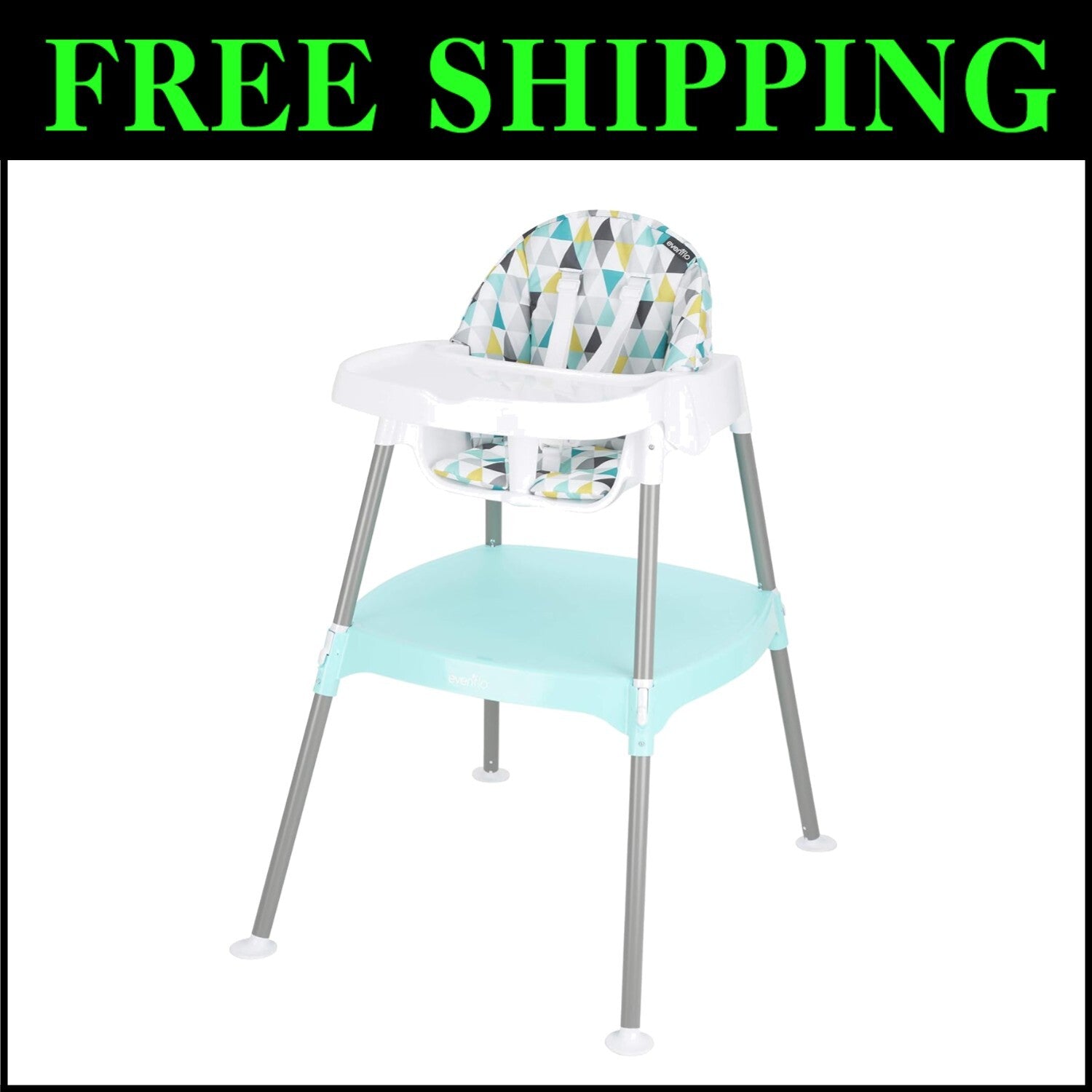 Portable 4-in-1 High Chair with Machine Washable Seat - Prism Triangles