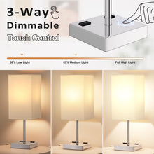 Load image into Gallery viewer, Stylish Touch Night Lamp with USB &amp; AC Outlets - Perfect for Bedroom or Office
