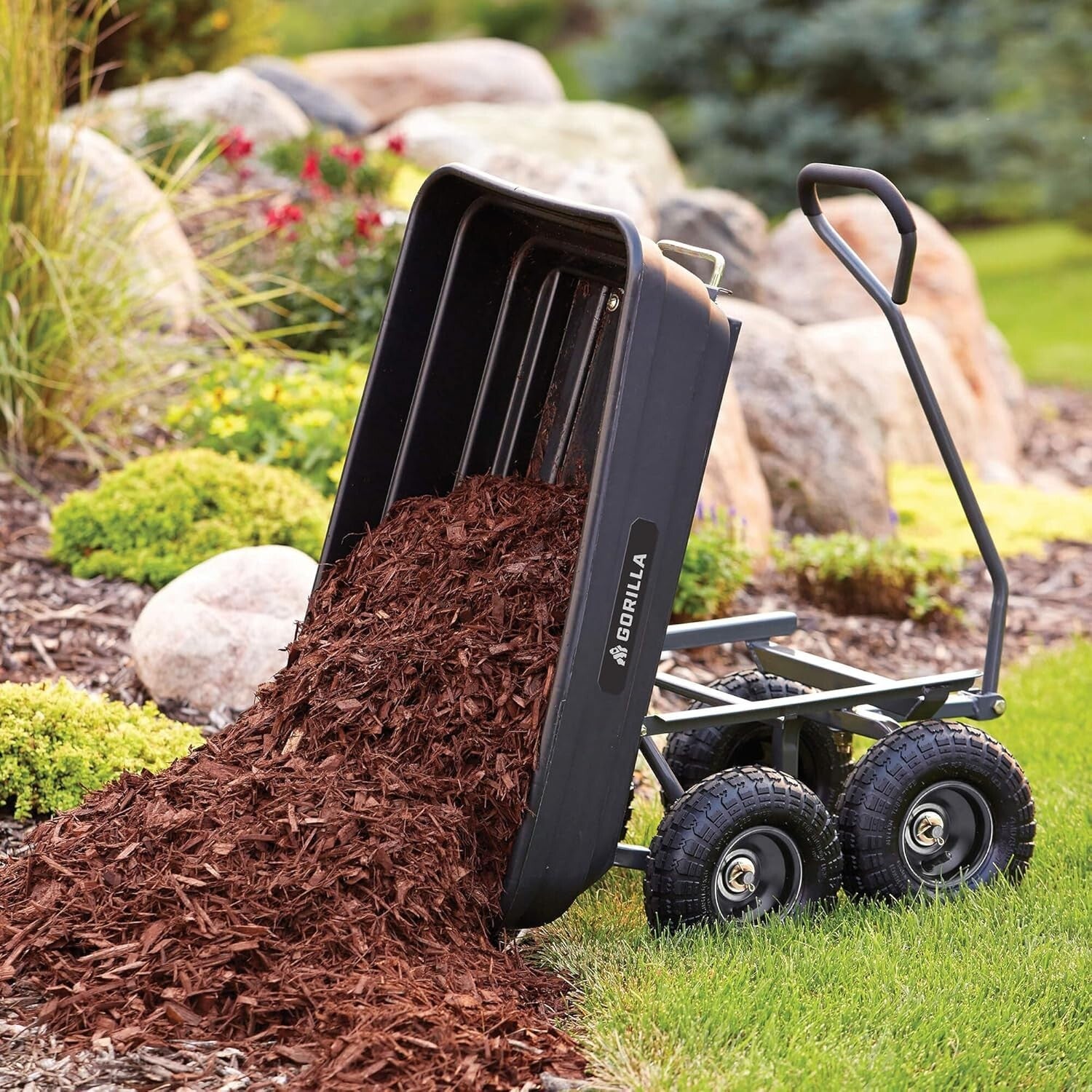 Durable Utility Garden Cart with Pneumatic Tires - Effortless Hauling Solution