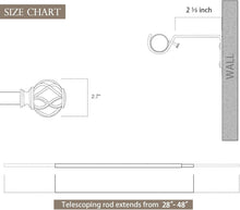 Load image into Gallery viewer, Elegant Telescoping Curtain Rod Set in Antique Silver - 28 to 48 Inch Adjustable