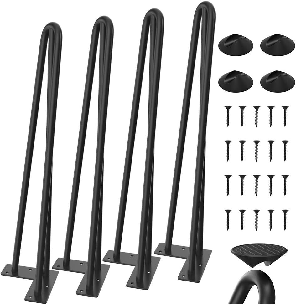 Durable Hairpin Table Legs 16-Inch for Custom Desks and Benches - 880 lbs Load