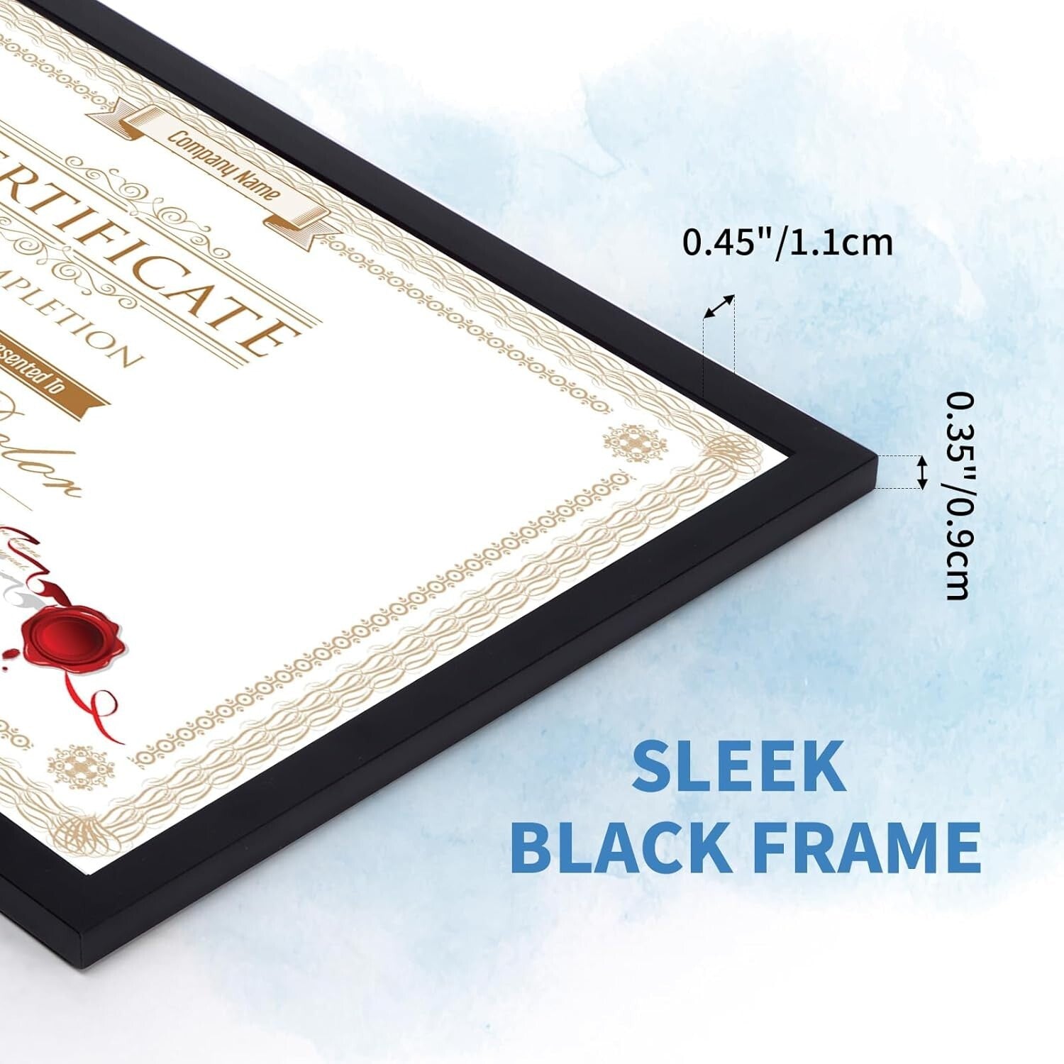 Lightweight 8.5x11 Black Picture Frame Set - Perfect for Certificates and Photos