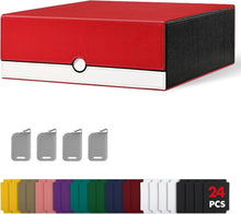 Load image into Gallery viewer, Premium 4-Row Card Storage Box with Magnetic Closure &amp; 24 Colorful Dividers