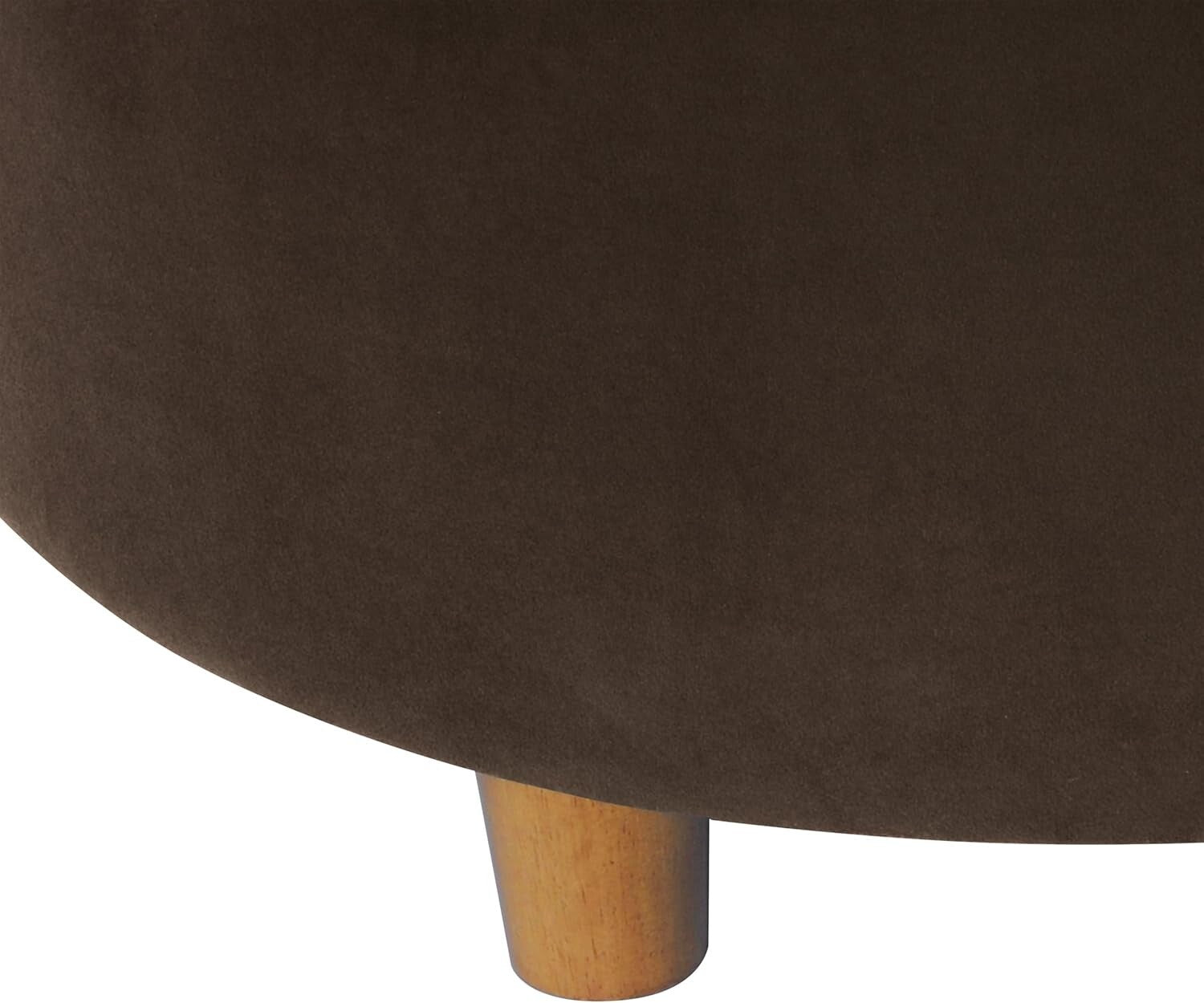 Chic Button Tufted Velvet Ottoman with Honey Oak Legs - Stylish Storage Solution