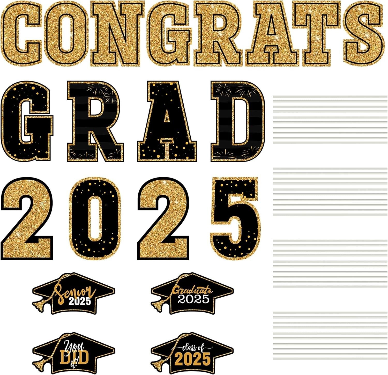Celebrate Graduation with 20 PCS Black Gold Signs, 2025 Graduation Yard Decor