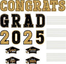 Load image into Gallery viewer, Celebrate Graduation with 20 PCS Black Gold Signs, 2025 Graduation Yard Decor