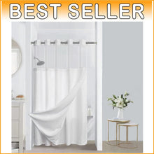Load image into Gallery viewer, Luxury No Hook Waffle Weave Shower Curtain with Snap-In Liner for Easy Install
