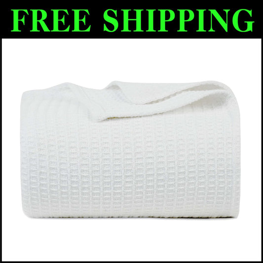 Soft Cotton Waffle Throw Blanket - 60x90 Inches Ideal for Napping & Camping