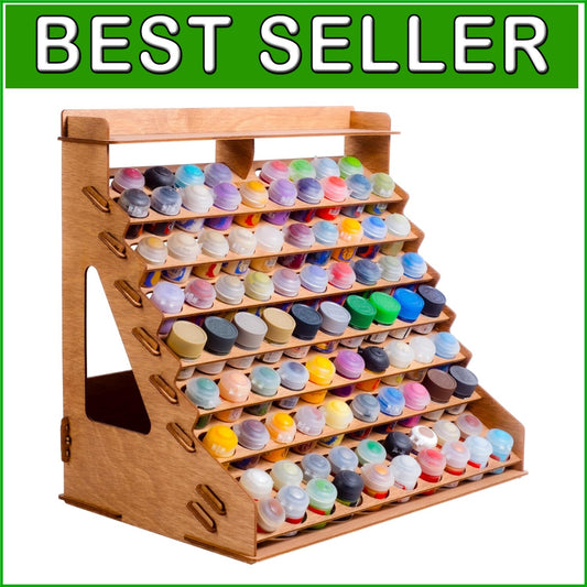 Wooden Paint Organizer for 87 Bottles & 14 Brushes - Ideal for Miniature Artists