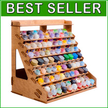 Load image into Gallery viewer, Wooden Paint Organizer for 87 Bottles &amp; 14 Brushes - Ideal for Miniature Artists