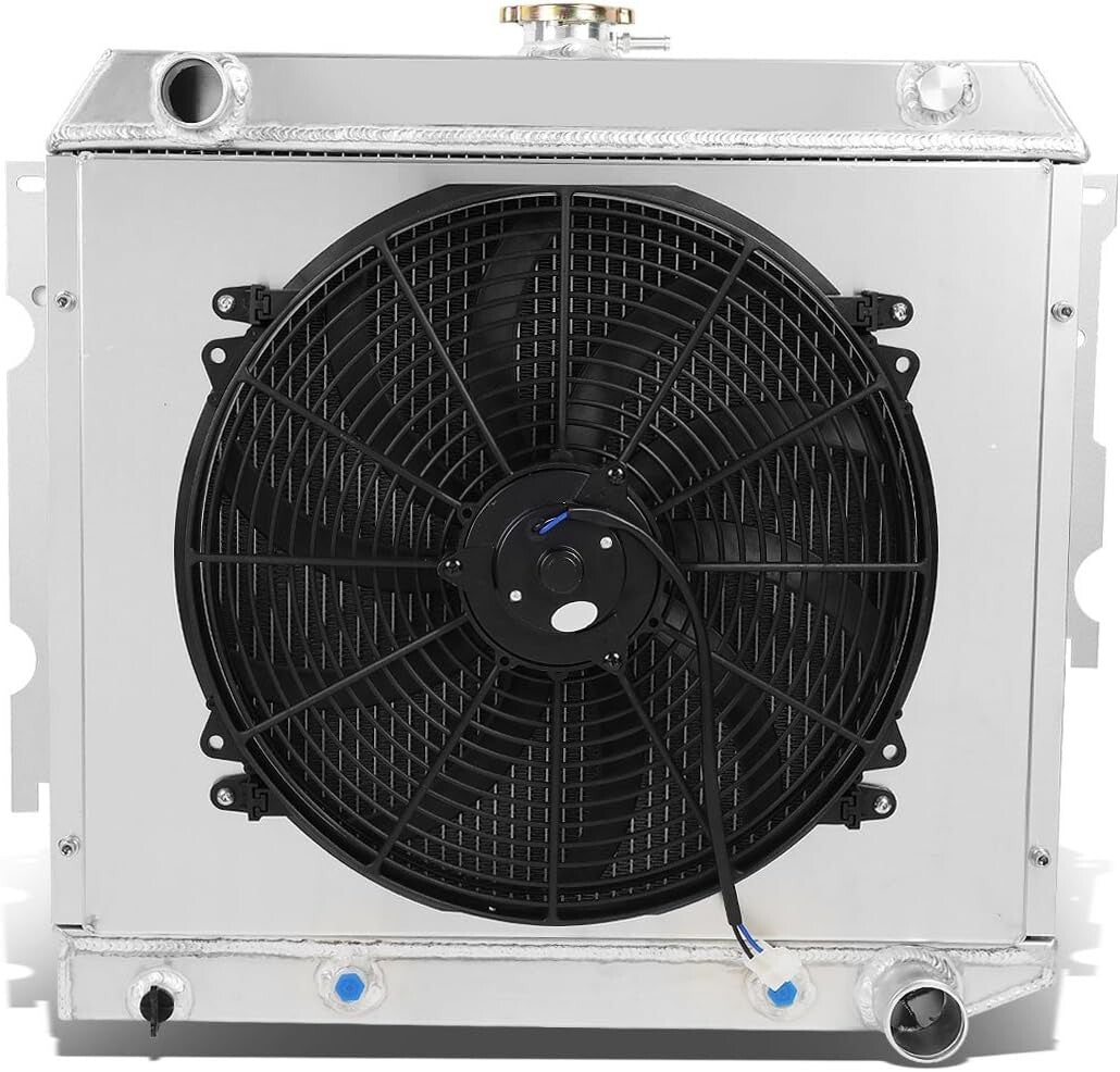 Durable 3-Row Aluminum Radiator with Heat-Resistant Fan for Classic Muscle Cars
