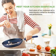 Load image into Gallery viewer, Durable 11-Piece Nonstick Cookware Set with Tempered Glass Lids and Utensils