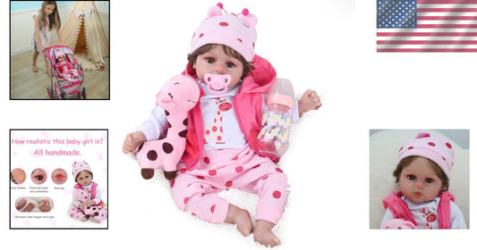 Adorable 18-Inch Silicone Reborn Girl Doll - Complete With Dress-Up Accessories